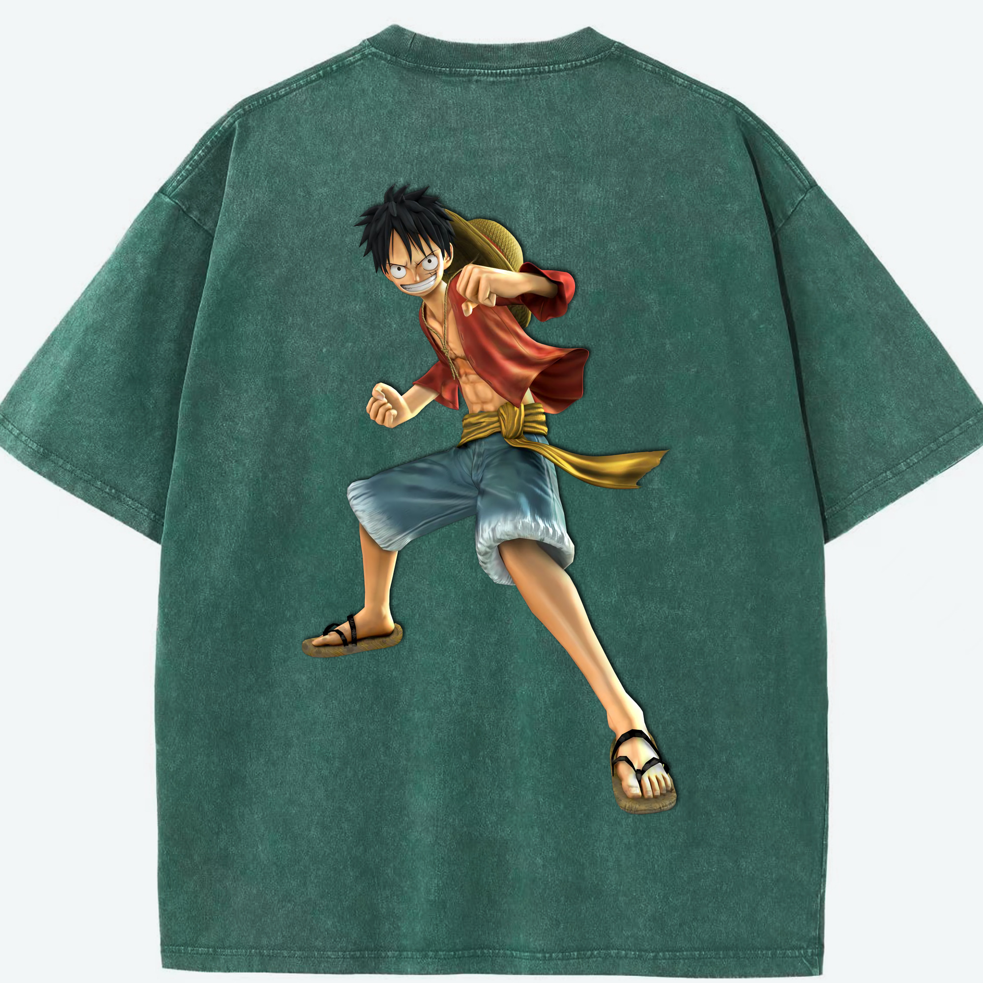 ワンピース モンキー・D・ルフィ ONE PIECE Monkey D. Luffy 綿100% ヴィンテージ風 半袖Tシャツ（背面プリント）